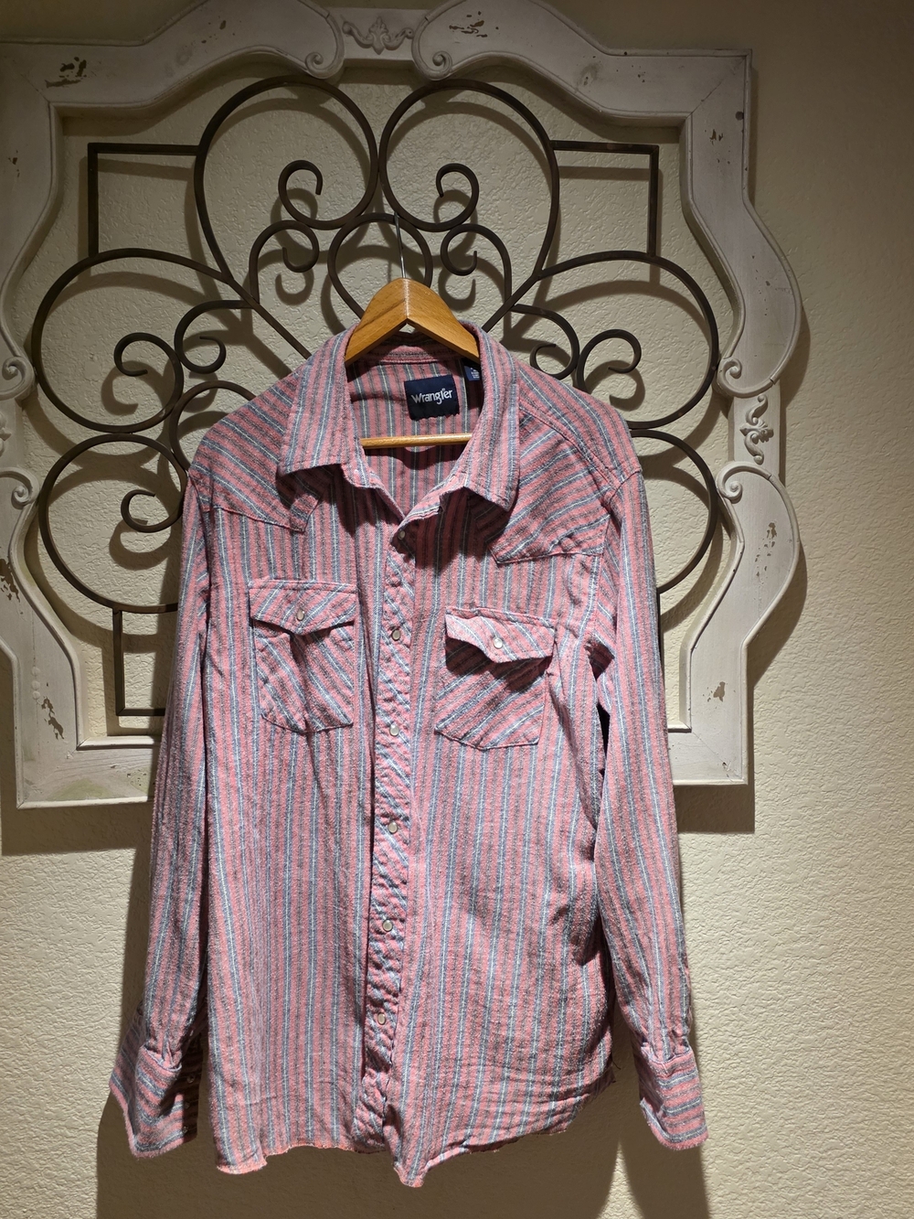 Vintage Wrangler Red and Blue Striped Western Shirt
